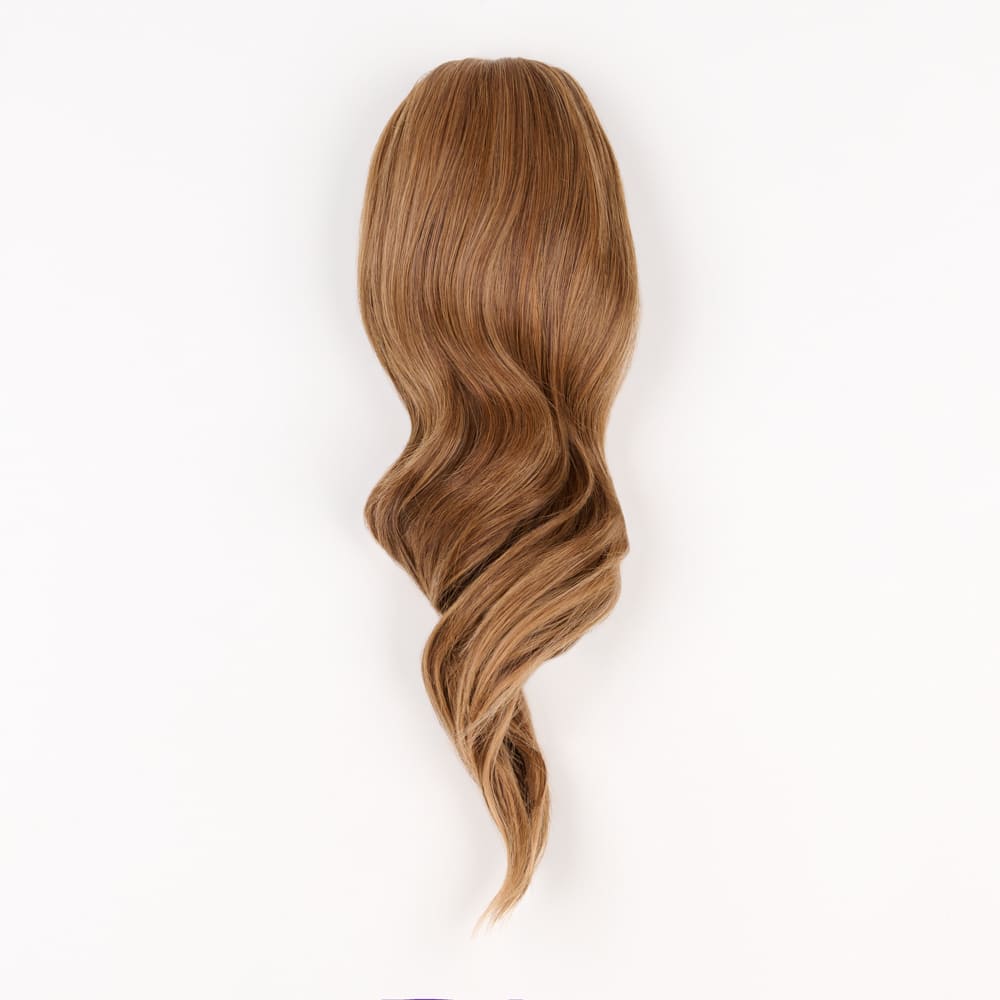 16 Inch Medium Length Clip-in Ponytail Extension on a claw clip attachment in colour Honey Blonde