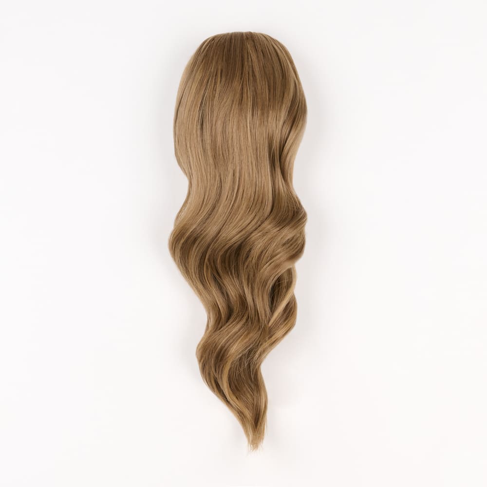 16 Inch Medium Length Clip-in Ponytail Extension on a claw clip attachment in colour Mousy Brown