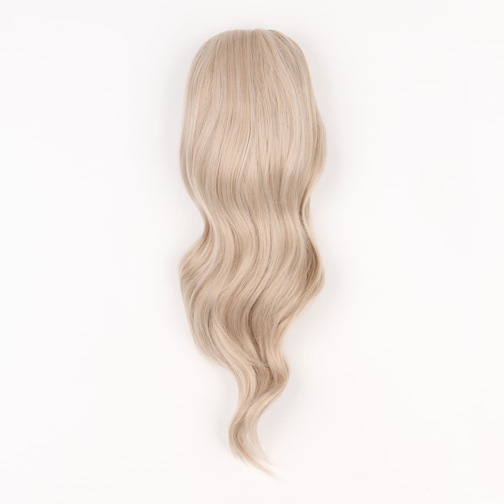 16 Inch Medium Length Clip-in Ponytail Extension on a claw clip attachment in colour Ash Blonde