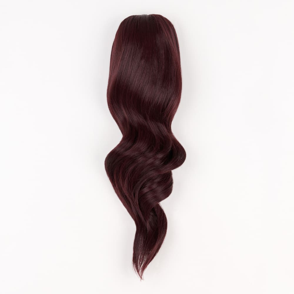 16 Inch Medium Length Clip-in Ponytail Extension on a claw clip attachment in colour Plum