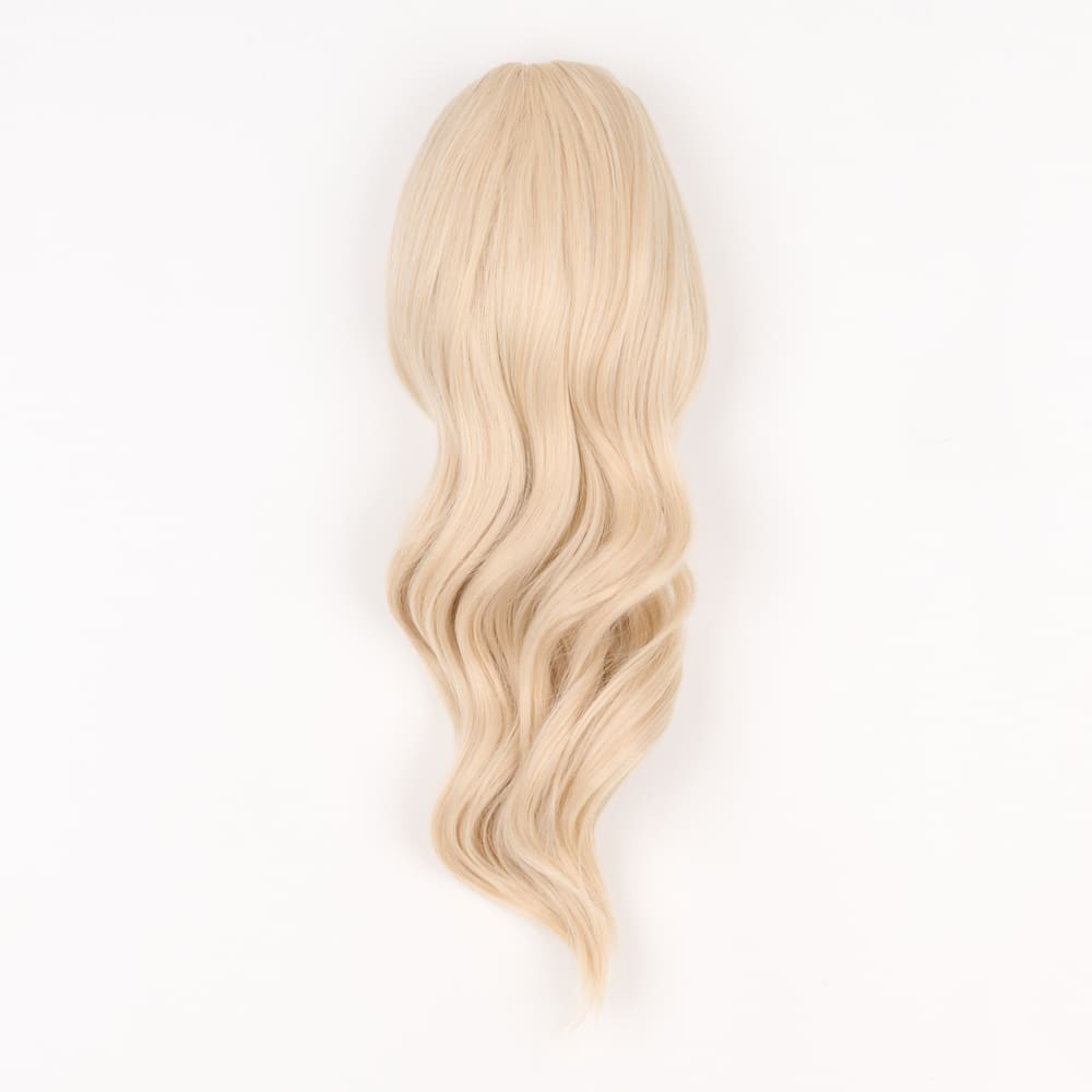 16 Inch Medium Length Clip-in Ponytail Extension on a claw clip attachment in colour Swedish Blonde