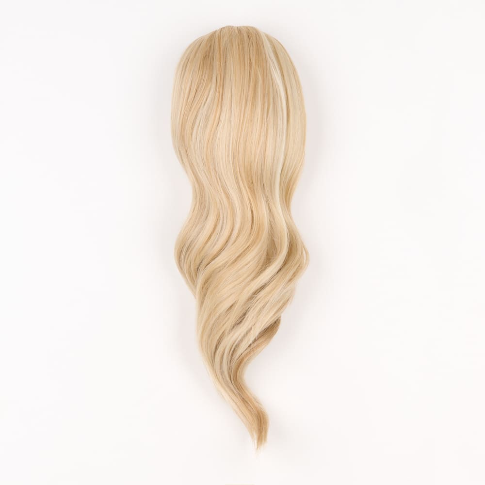16 Inch Medium Length Clip-in Ponytail Extension on a claw clip attachment in colour UK Blonde