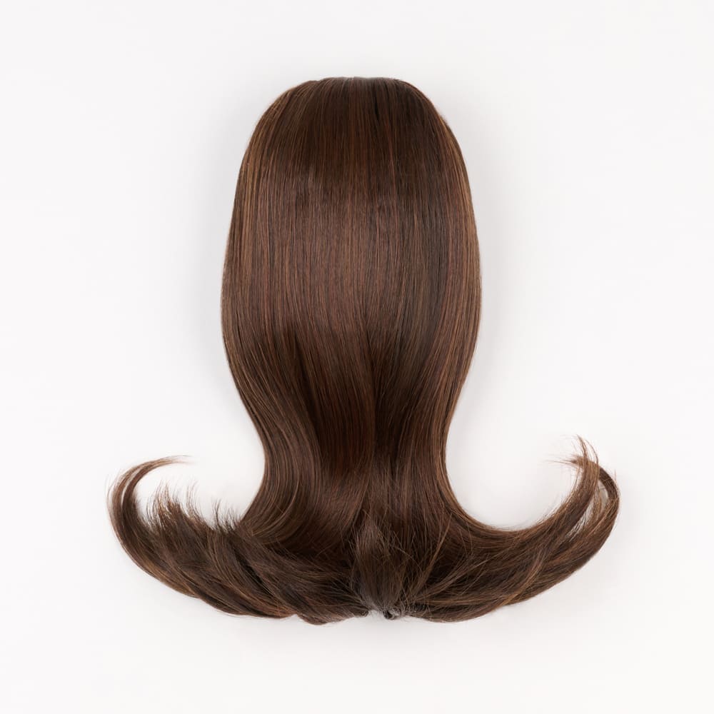 12 Inch Short Clip-in Ponytail Extension on a claw clip attachment in colour Highlighted Brown