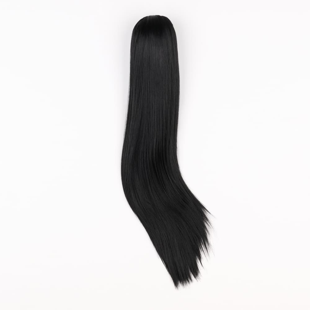 20 Inch Long Straight Claw Clip-on Ponytail in a Jet Black Colour