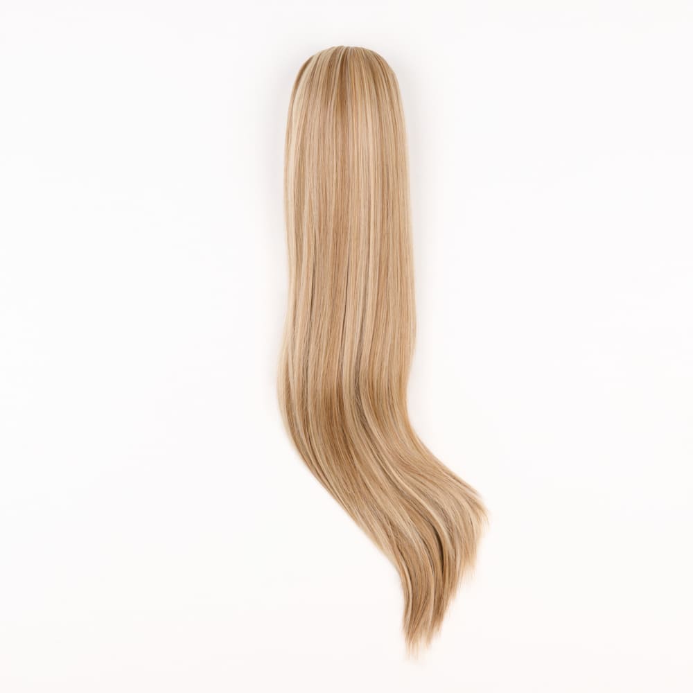 20 Inch Long Straight Claw Clip-on Ponytail in a Highlighted Blonde Colour