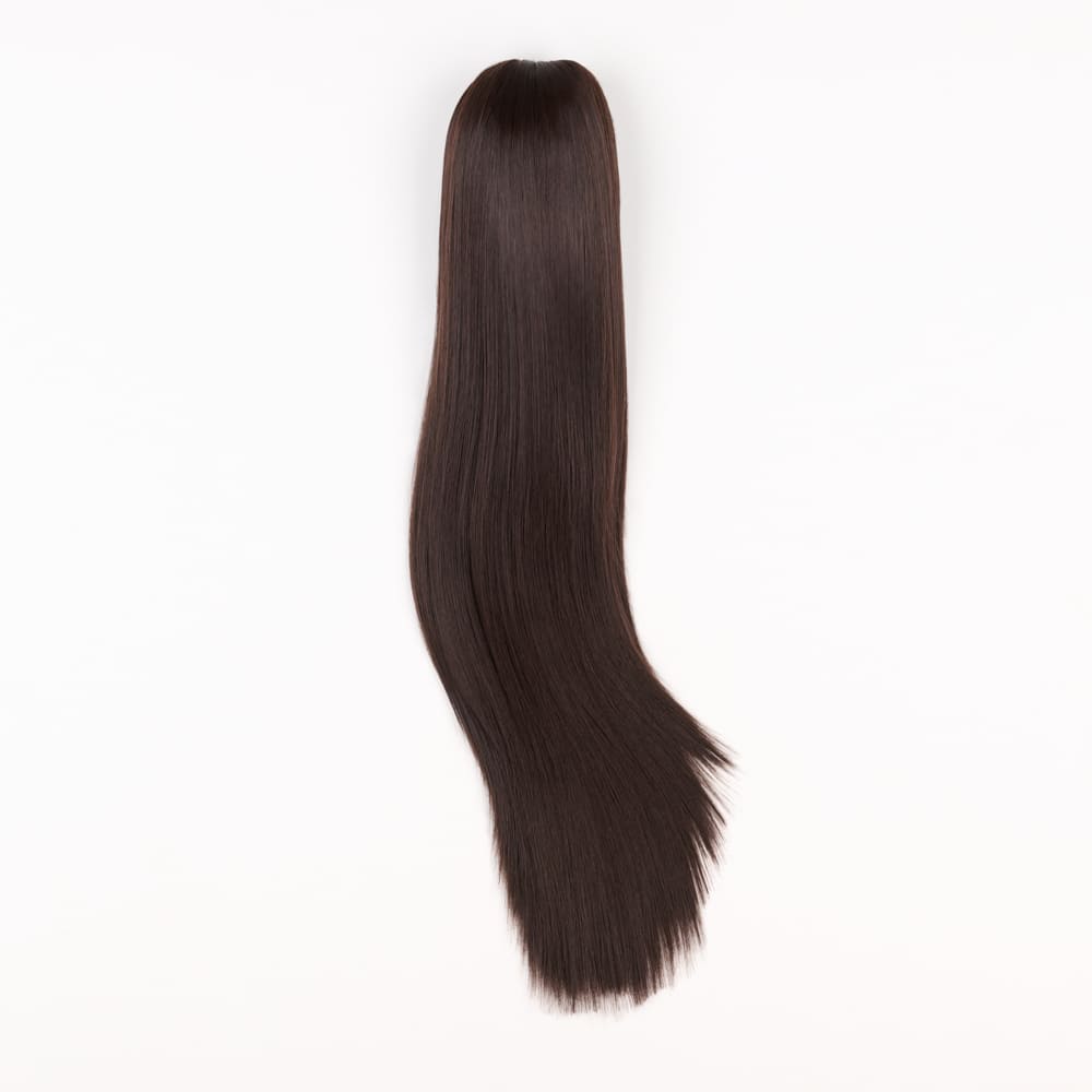 20 Inch Long Straight Claw Clip-on Ponytail in a Chocolate Brown Colour