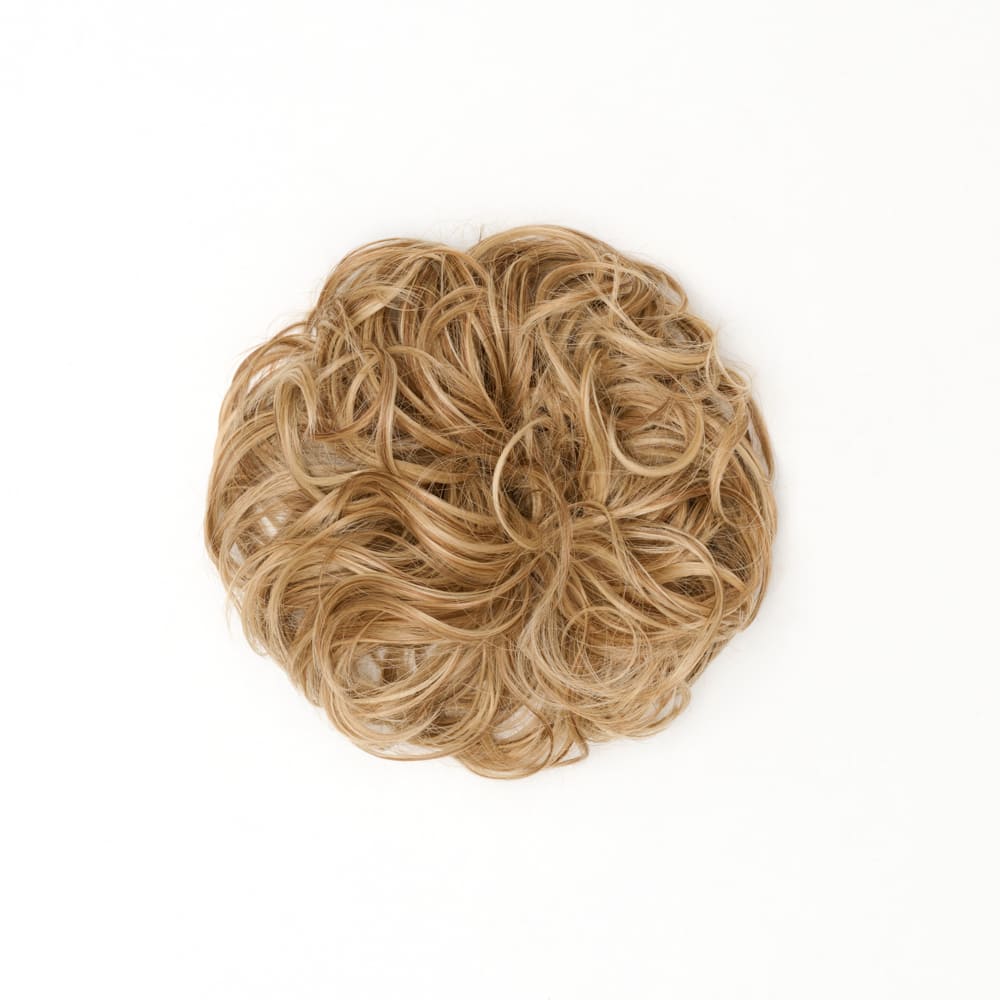 Stranded Curly Messy Bun Extension- Simple hair up scrunchie in colour Medium Blonde