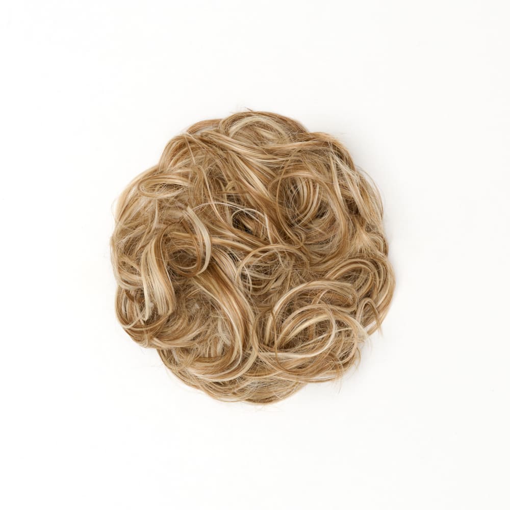 Stranded Curly Messy Bun Extension- Simple hair up scrunchie in colour Highlighted Blonde