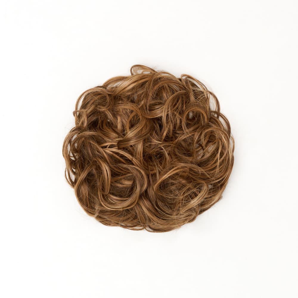 Stranded Curly Messy Bun Extension- Simple hair up scrunchie in colour Honey Blonde