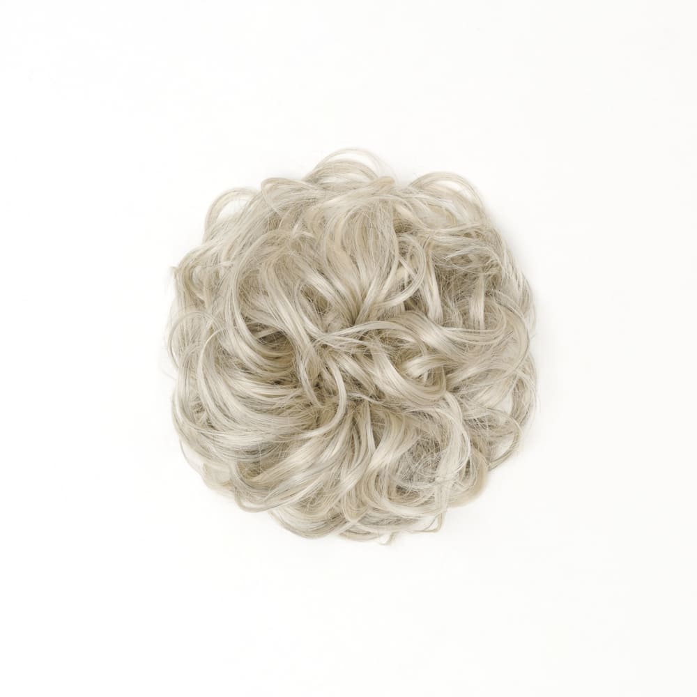 Stranded Curly Messy Bun Extension- Simple hair up scrunchie in colour Light Grey