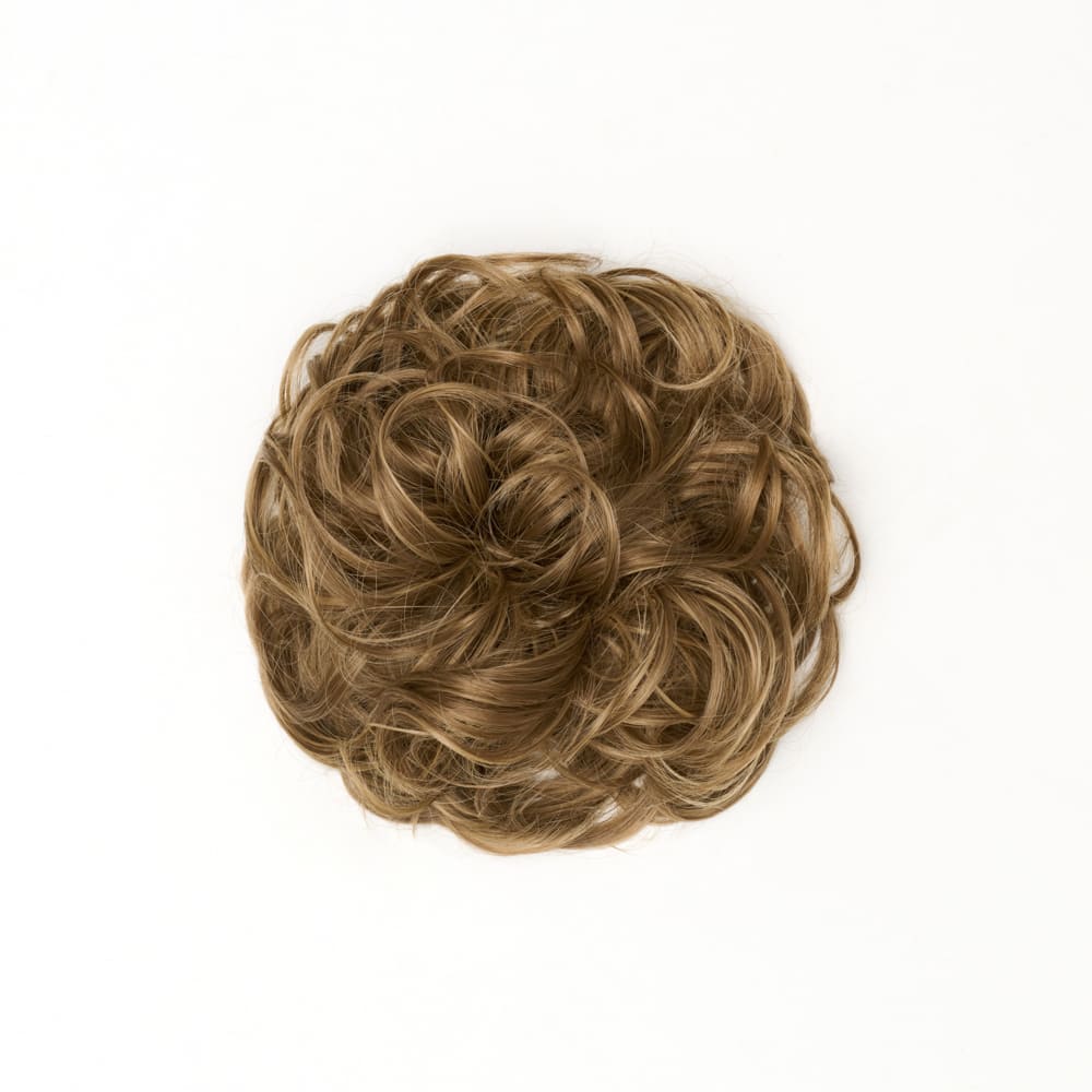 Stranded Curly Messy Bun Extension- Simple hair up scrunchie in colour Mousy Brown