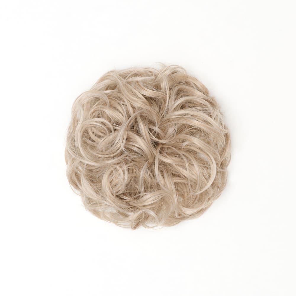 Stranded Curly Messy Bun Extension- Simple hair up scrunchie in colour Ash Blonde