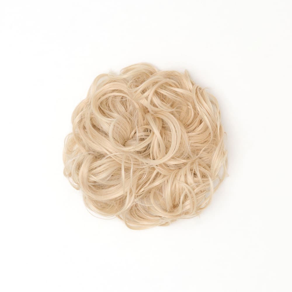 Stranded Curly Messy Bun Extension- Simple hair up scrunchie in colour Swedish Blonde