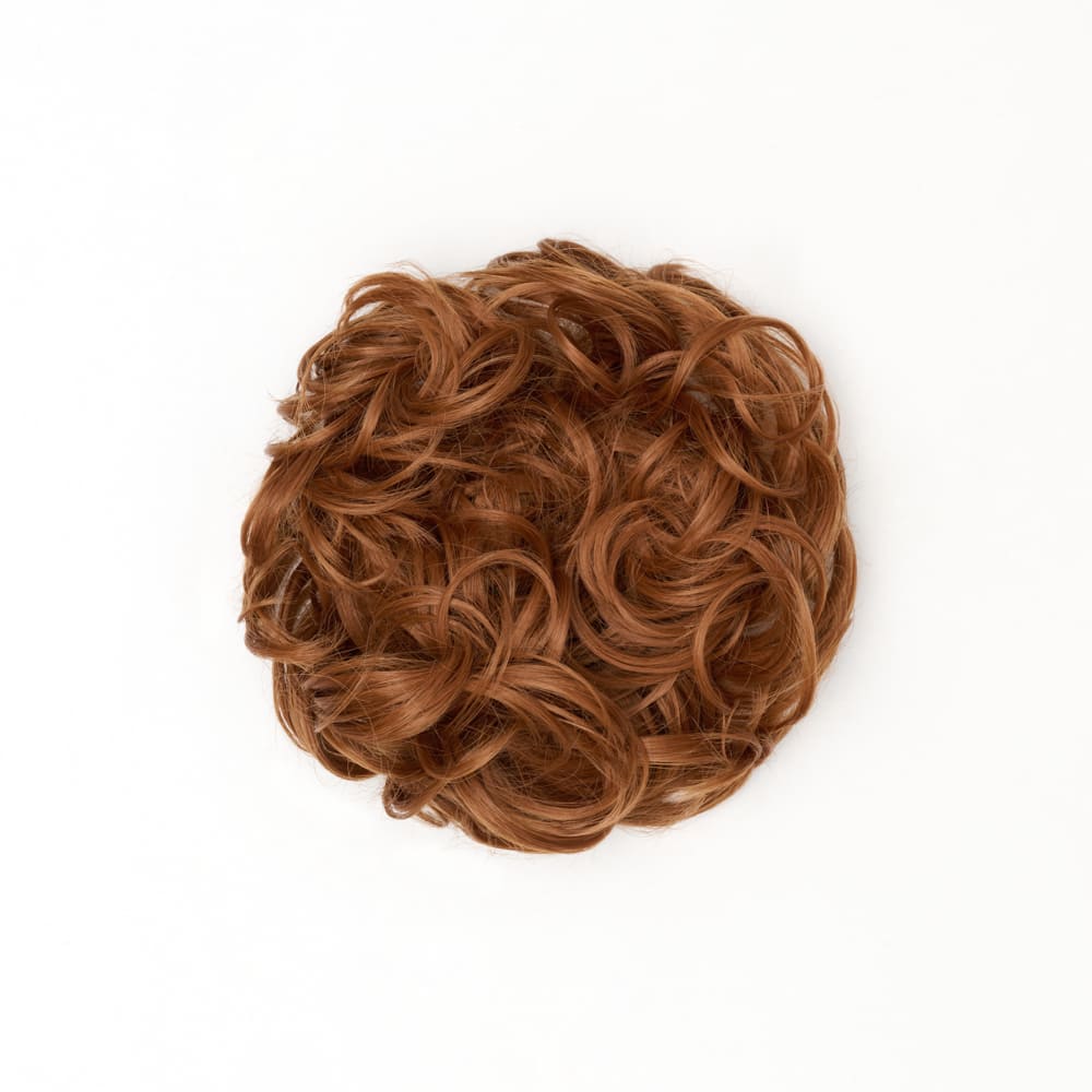 Stranded Curly Messy Bun Extension- Simple hair up scrunchie in colour Copper