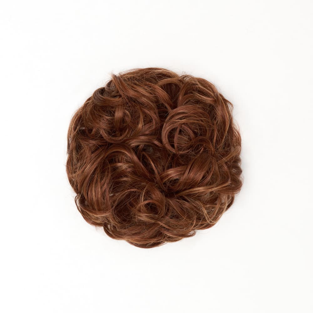 Stranded Curly Messy Bun Extension- Simple hair up scrunchie in colour Auburn