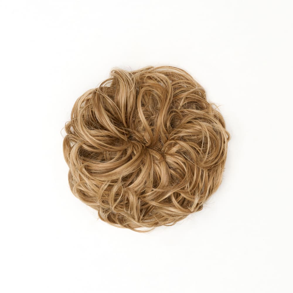 Stranded Curly Messy Bun Extension- Simple hair up scrunchie in colour Vanilla Blonde