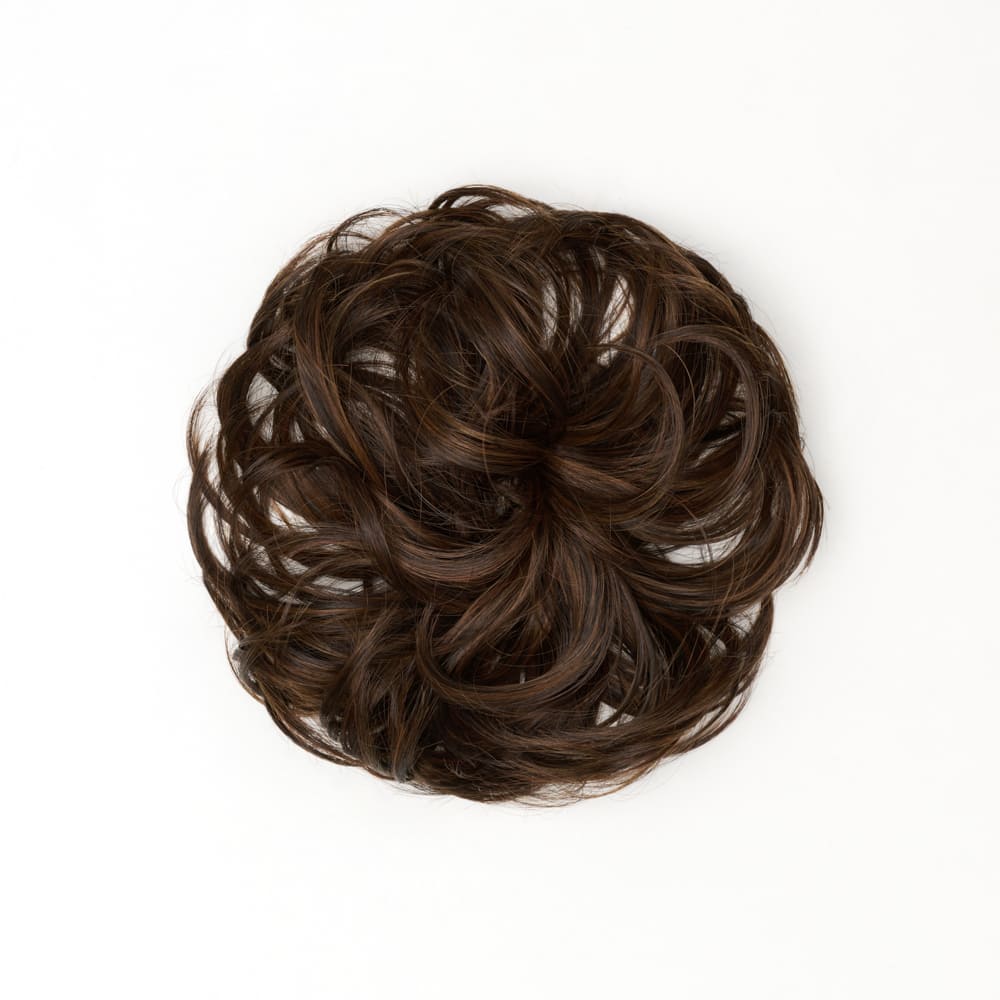 Stranded Flicky Messy Bun- Simple hair up scrunchie in colour Highlighte Brown