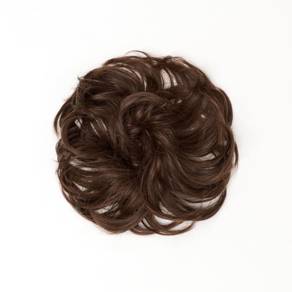 Stranded Flicky Messy Bun- Simple hair up scrunchie in colour Medium Brown