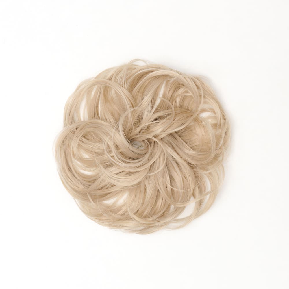 Stranded Flicky Messy Bun- Simple hair up scrunchie in colour Light Ash Blonde