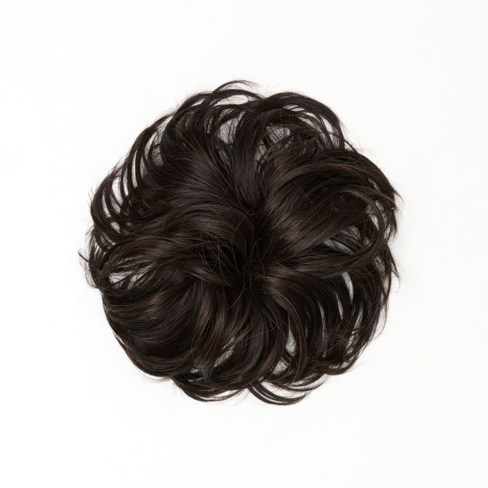 Stranded Flicky Messy Bun- Simple hair up scrunchie in colour Dark Brown