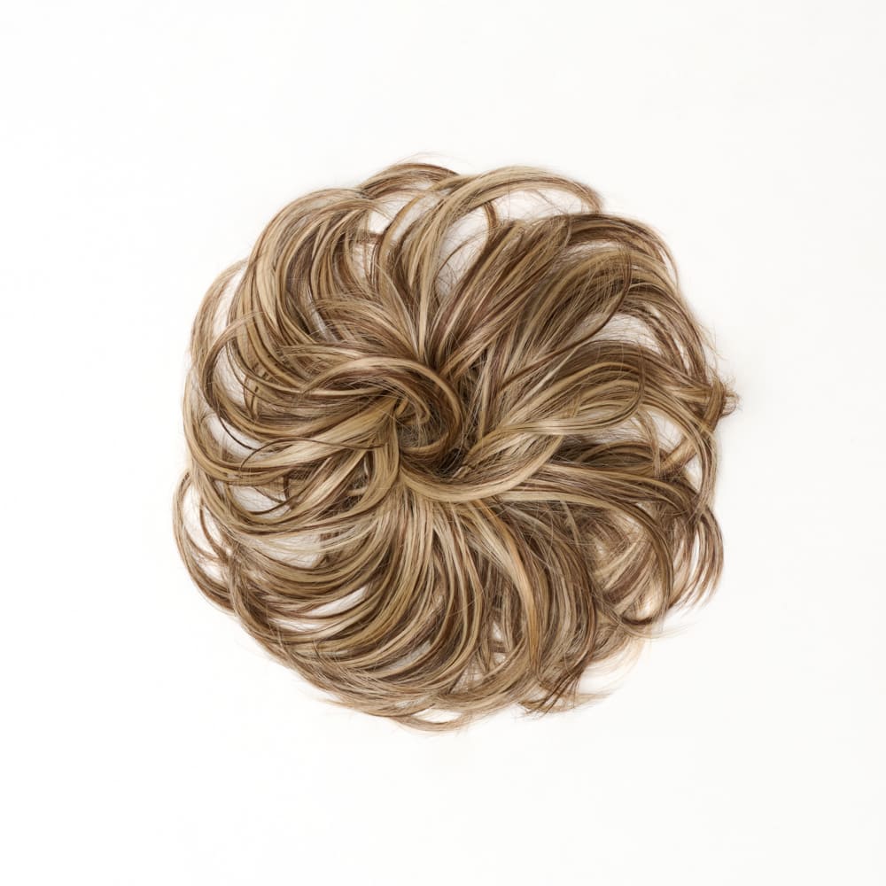 Stranded Flicky Messy Bun- Simple hair up scrunchie in colour Mixed Blonde and Brunette