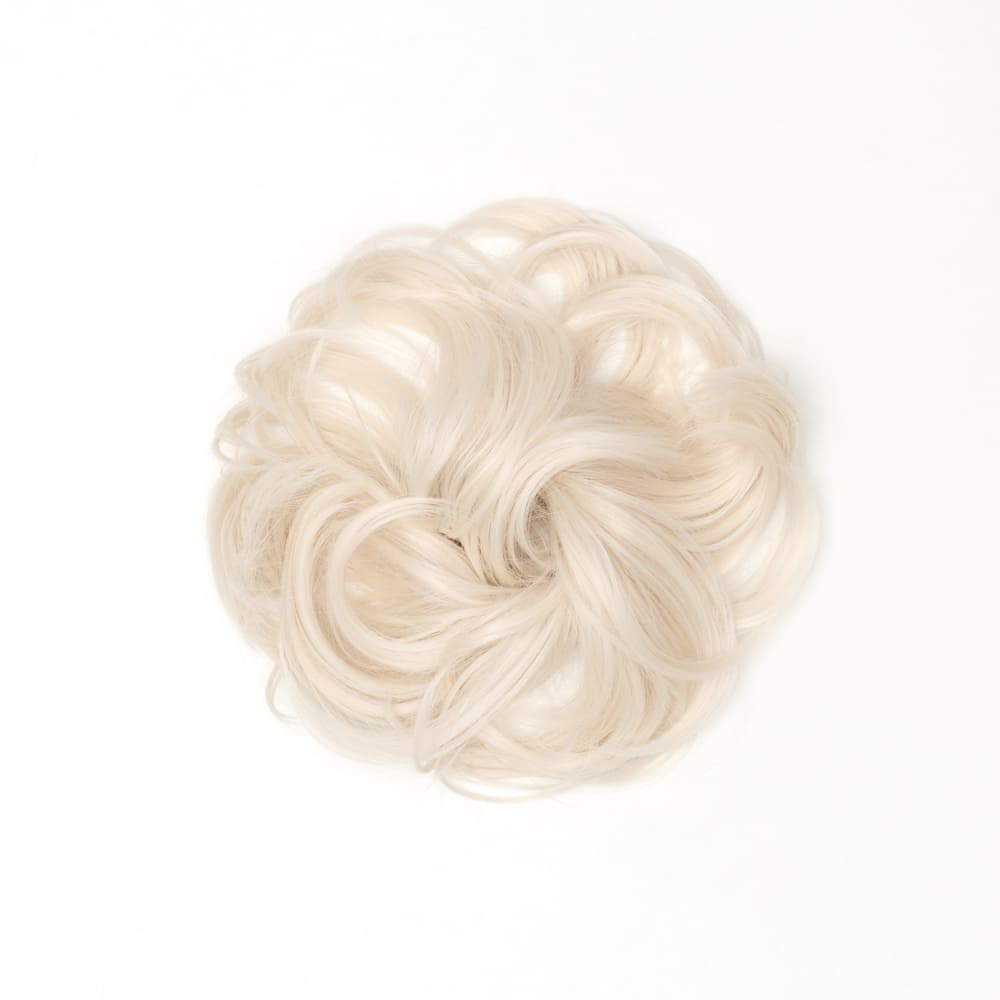 Stranded Flicky Messy Bun- Simple hair up scrunchie in colour White Blonde
