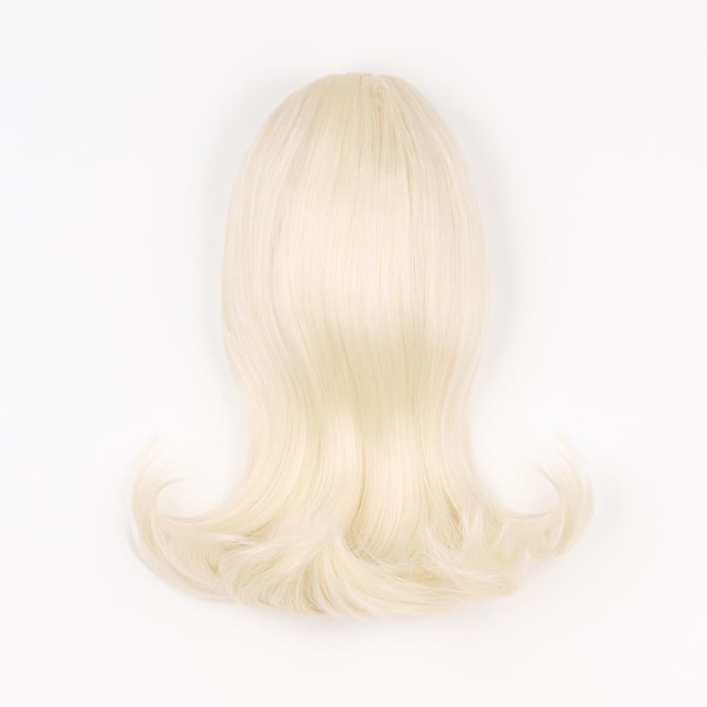 12 Inch Short Clip-in Ponytail Extension on a claw clip attachment in colour Platinum Blonde