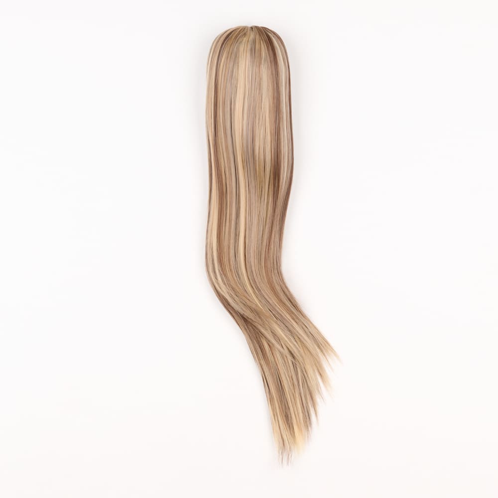 20 Inch Long Straight Claw Clip-on Ponytail in a Mixed Blonde and Brunette Colour