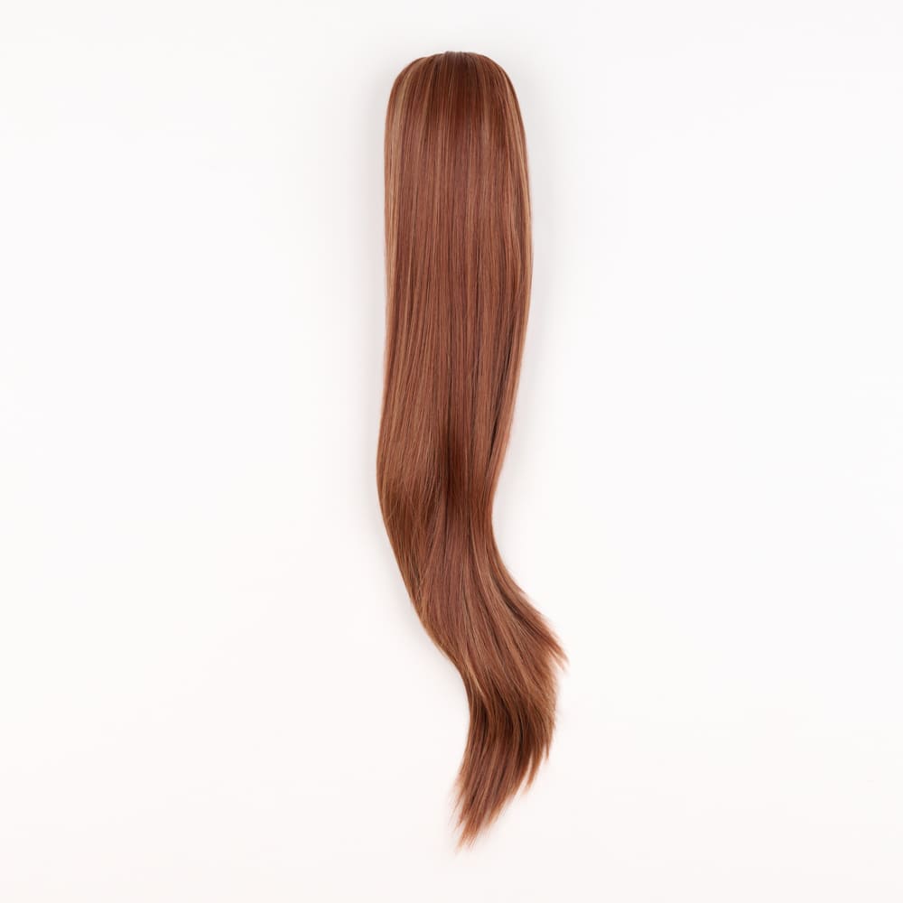 20 Inch Long Straight Claw Clip-on Ponytail in a Auburn Colour