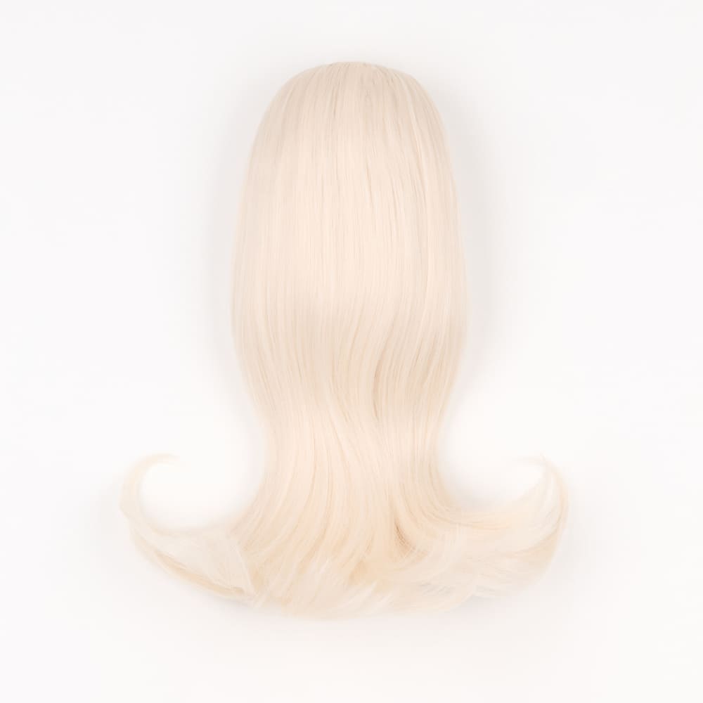 12 Inch Short Clip-in Ponytail Extension on a claw clip attachment in colour White Blonde