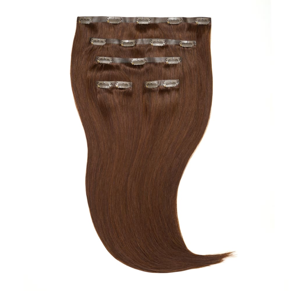 14 Inch Seamless Clip In 95 gram hair extensions in chocolate brown colour