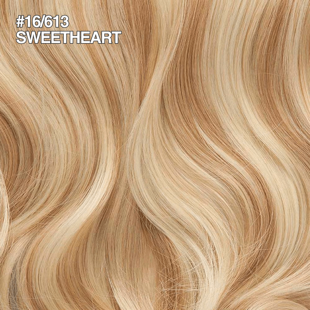 Stranded 14" Seamless Five Piece Clip-in Human Hair Extension (95g) #16/613 Sweetheart