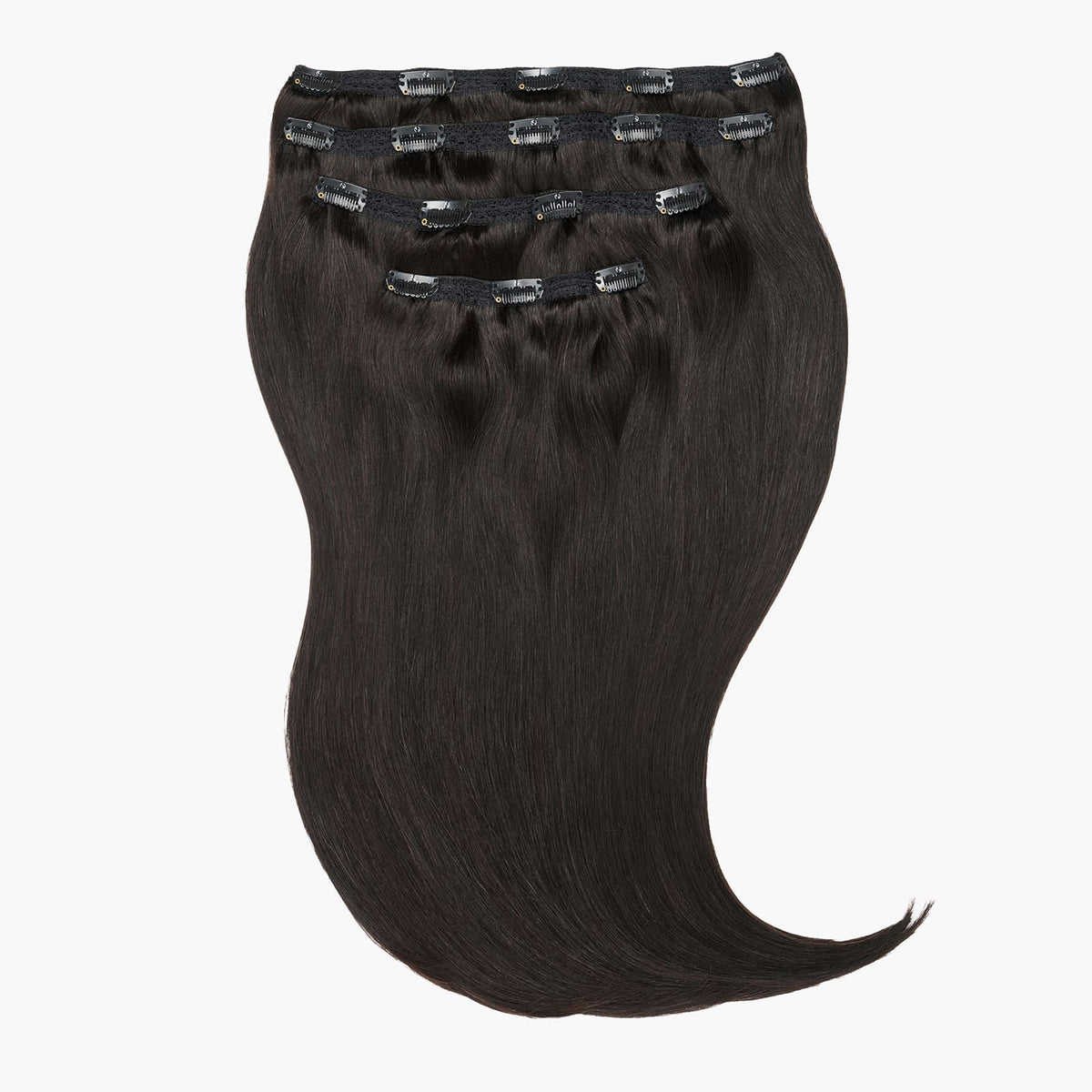 Stranded 16" Lace Clip-in Human Hair Extension (140g) in Queen Of The Night (#1B)