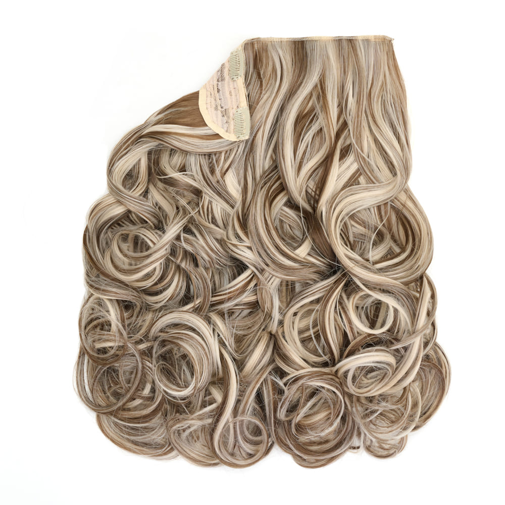 Stranded 16 Inch One Piece Synthetic Curly Clip-in Hair Extension - Colour Silver Blonde