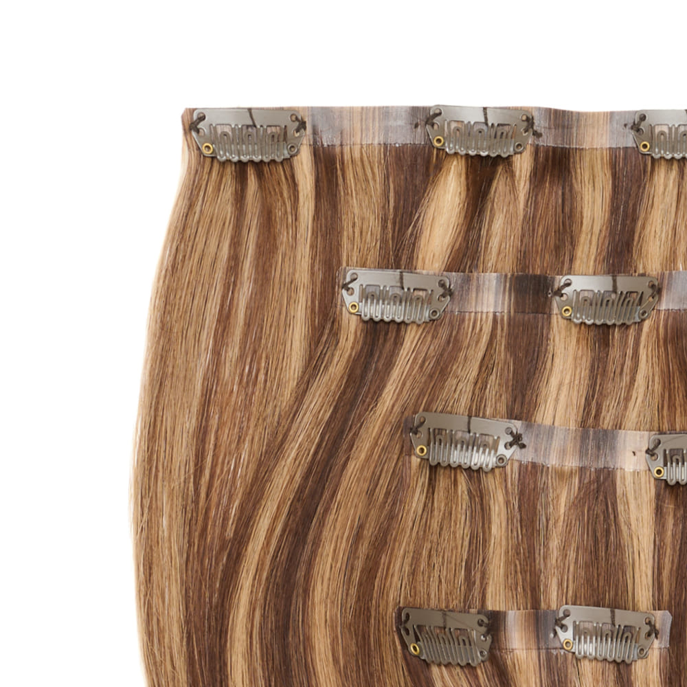 18 Inch Seamless Invisible Track hair extensions in caramel colour