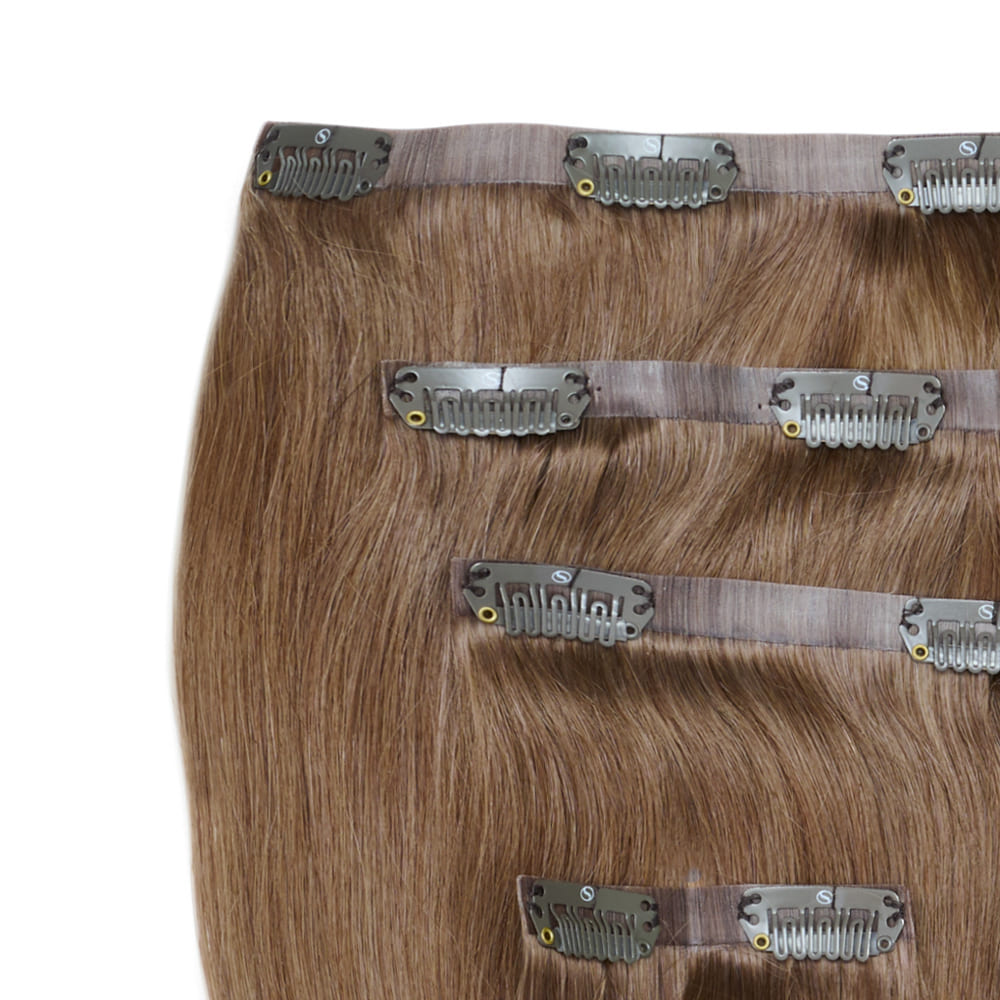 18 Inch Seamless Invisible Track hair extensions in mousey brown colour