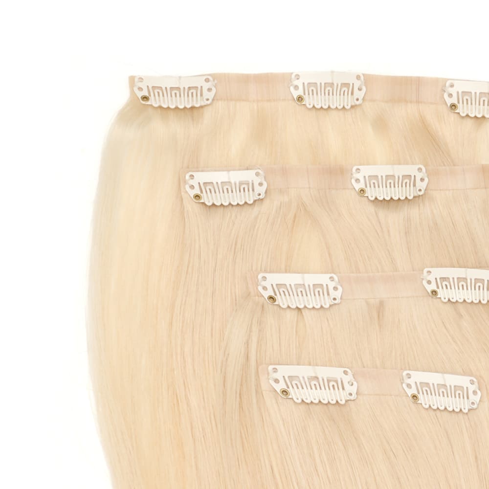 18 Inch Seamless Invisible Track hair extensions in platinum blonde colour