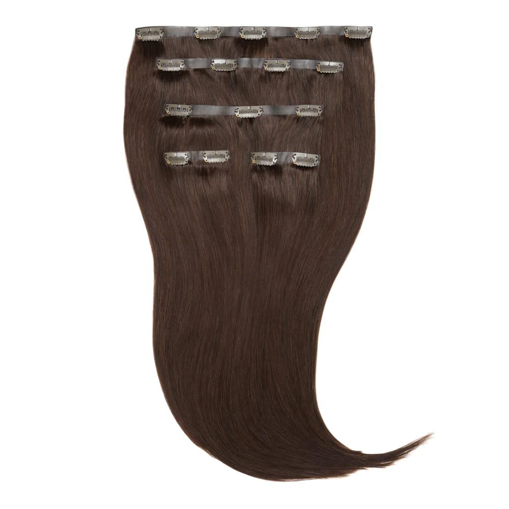 18 Inch Seamless Clip In 95 gram hair extensions in dark brown colour