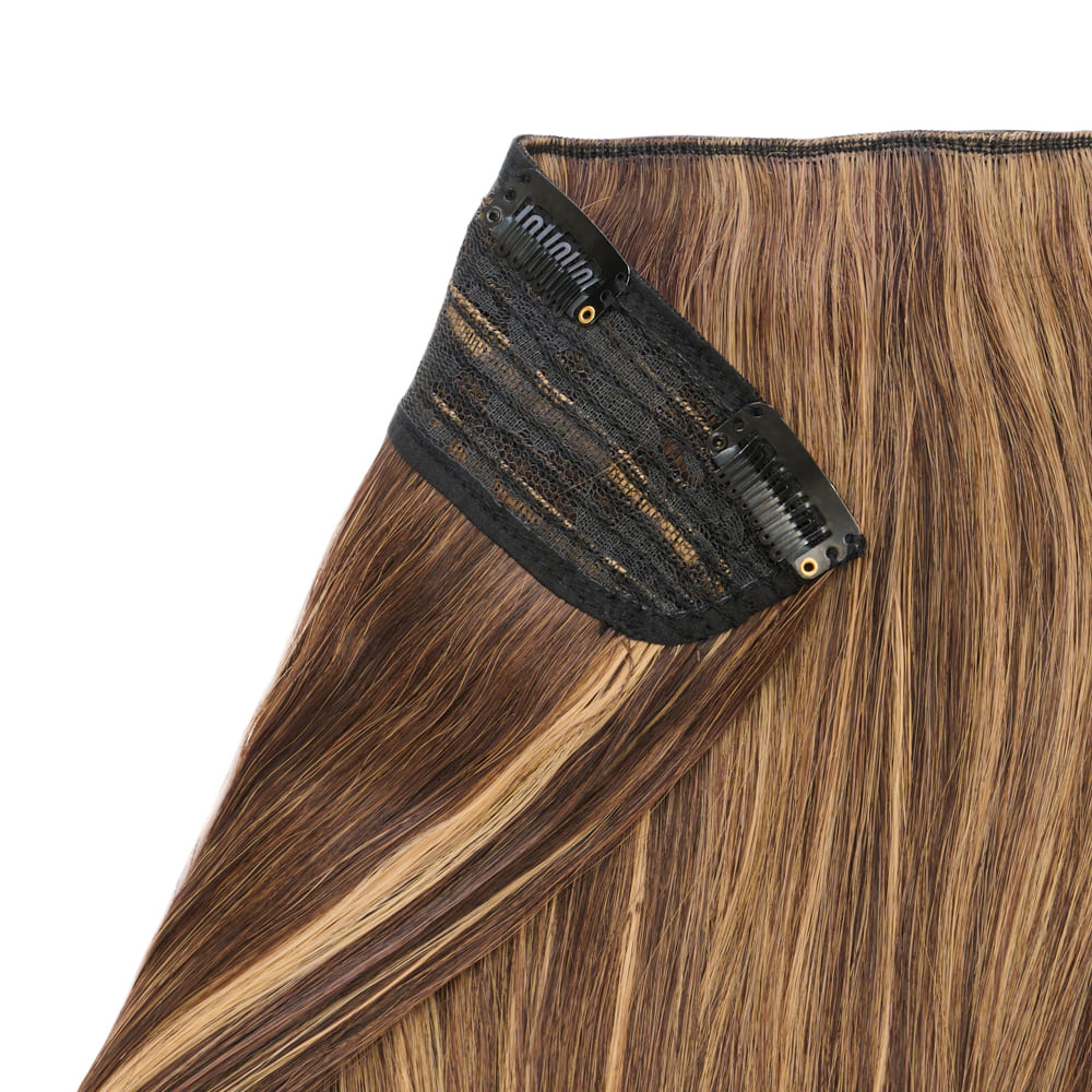 Stranded 20 Inch One Piece Detailed Clip-in Section - Colour Brown and Blonde