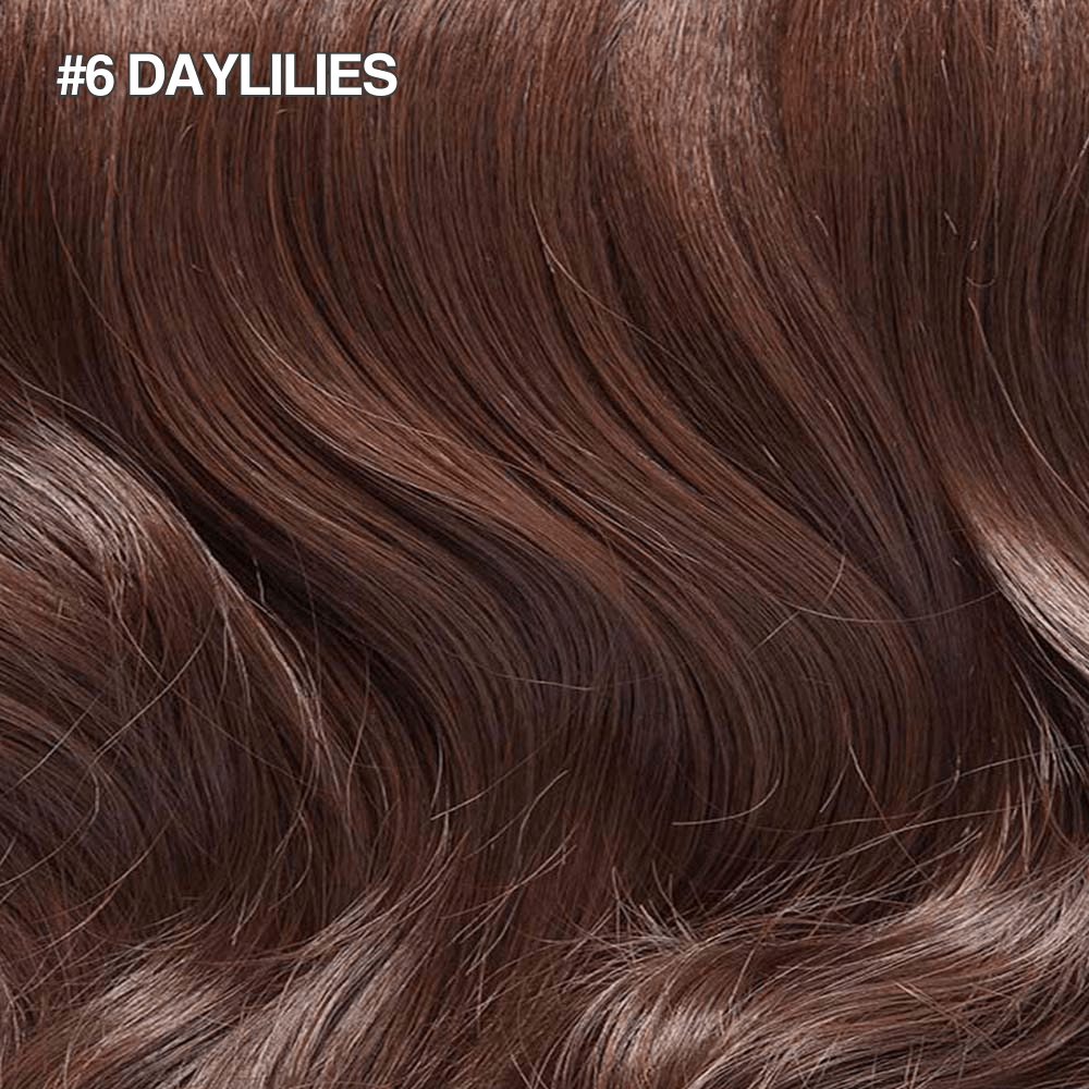 Stranded 14" Seamless Five Piece Clip-in Human Hair Extension (95g) #6 Daylilies