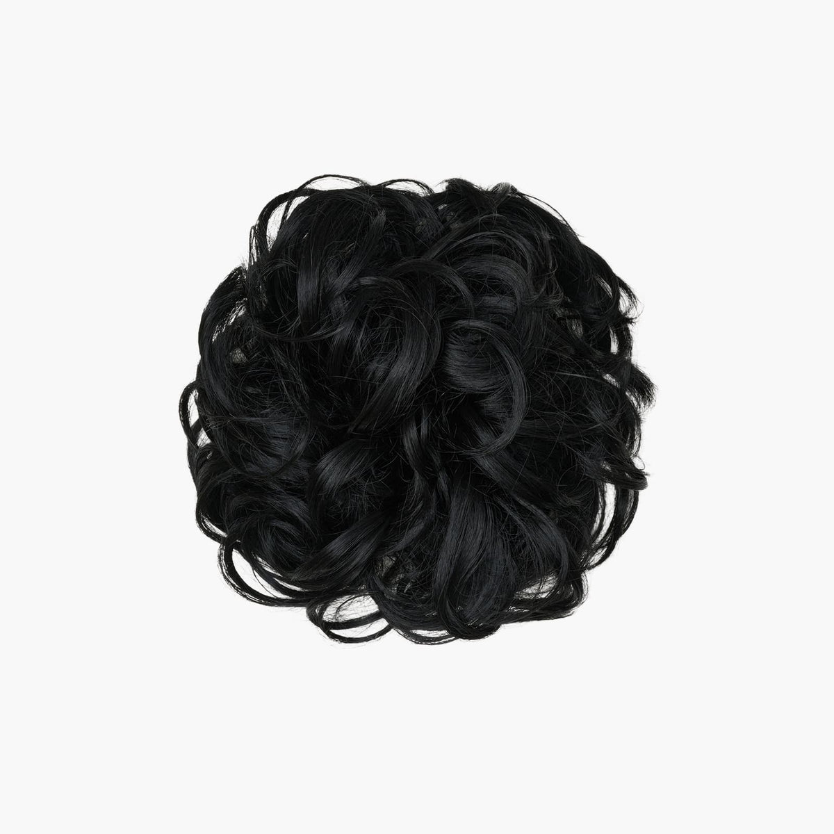 Stranded Curly Hair Messy Bun Scrunchie in Black Magic (#1)
