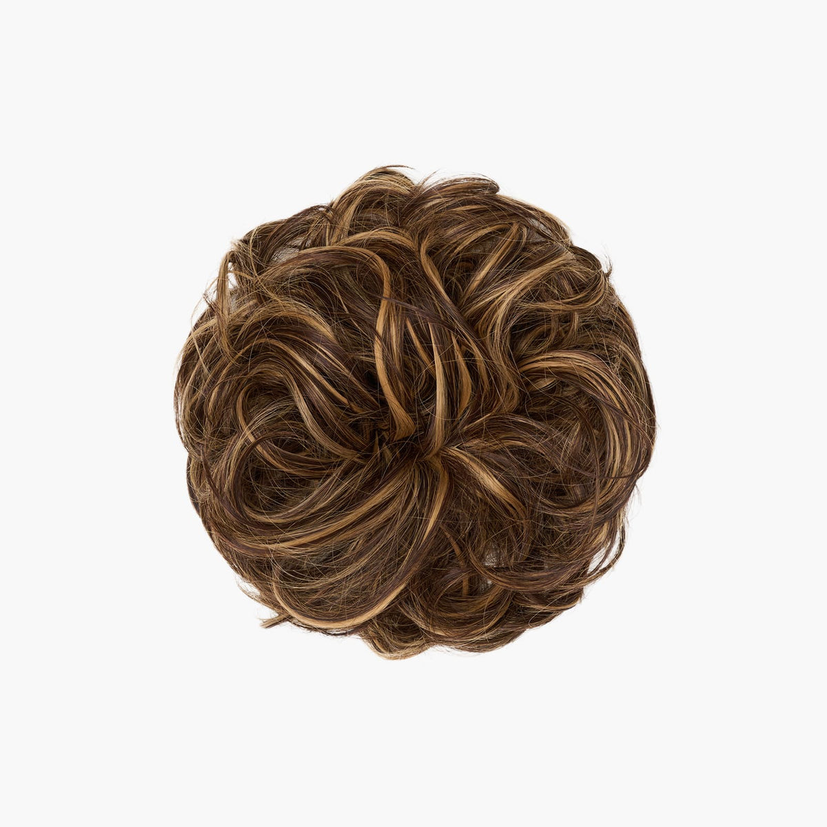 Stranded Curly Hair Messy Bun Scrunchie in Coral Bells (#4/27)