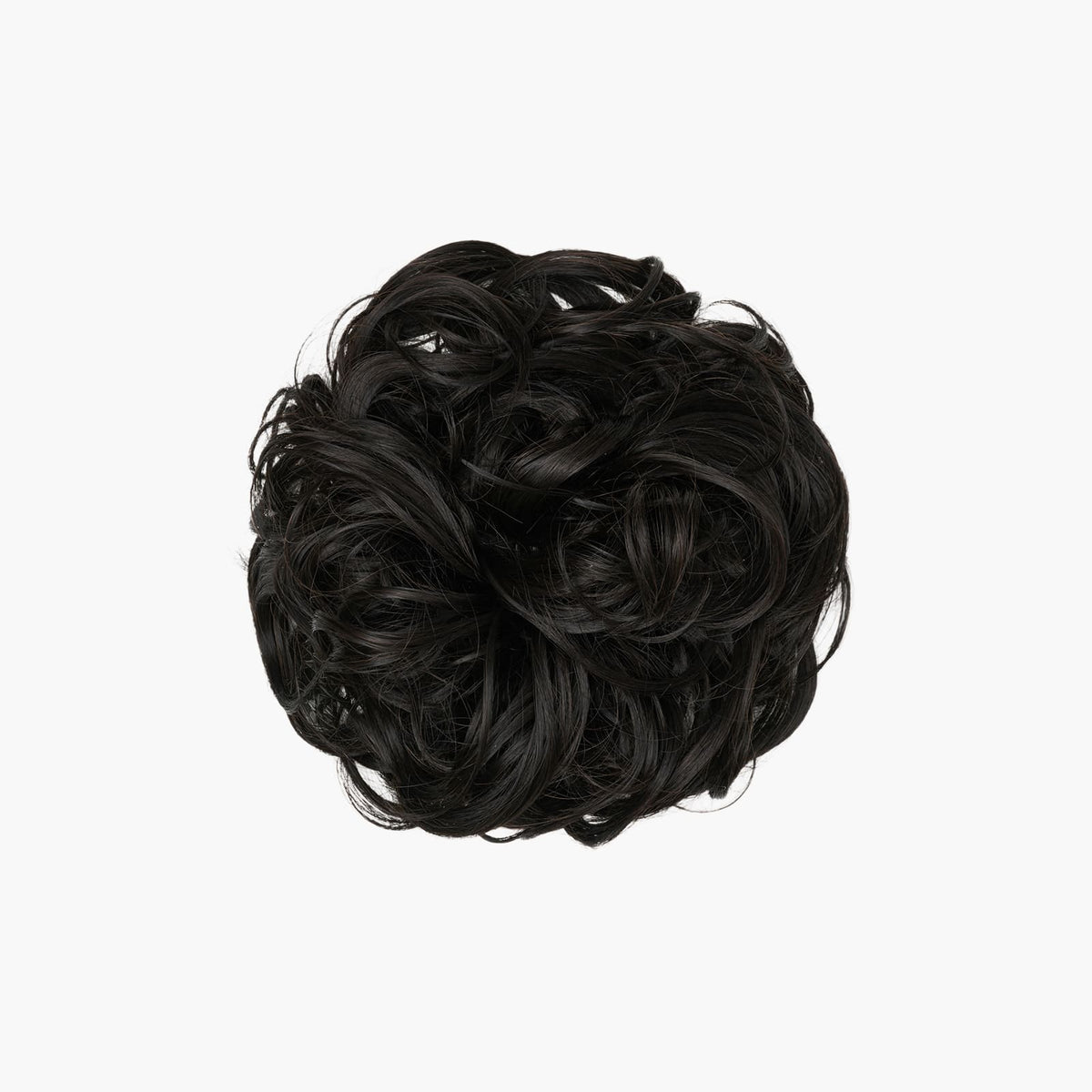 Stranded Curly Hair Messy Bun Scrunchie in Queen Of The Night (#1B)