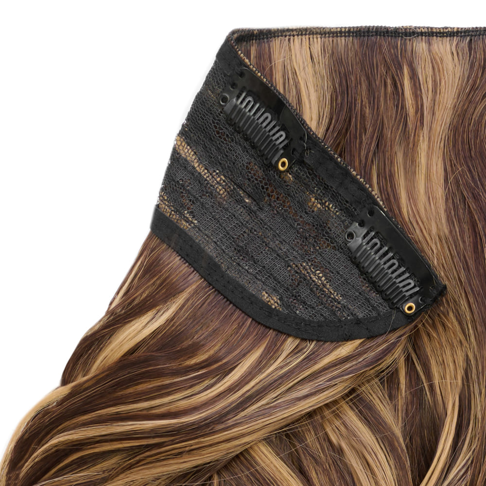 Stranded 20 Inch One Piece Wandwave Detailed Clip-in Section - Colour Brown and Blonde
