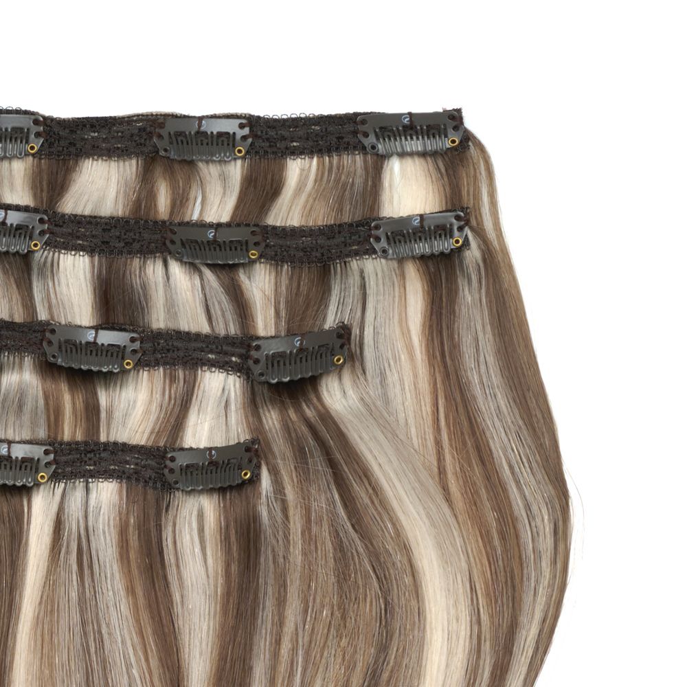 Stranded 20 Inch Lace Track 100% Human Hair Clip-in Extensions - Colour Silver Blonde