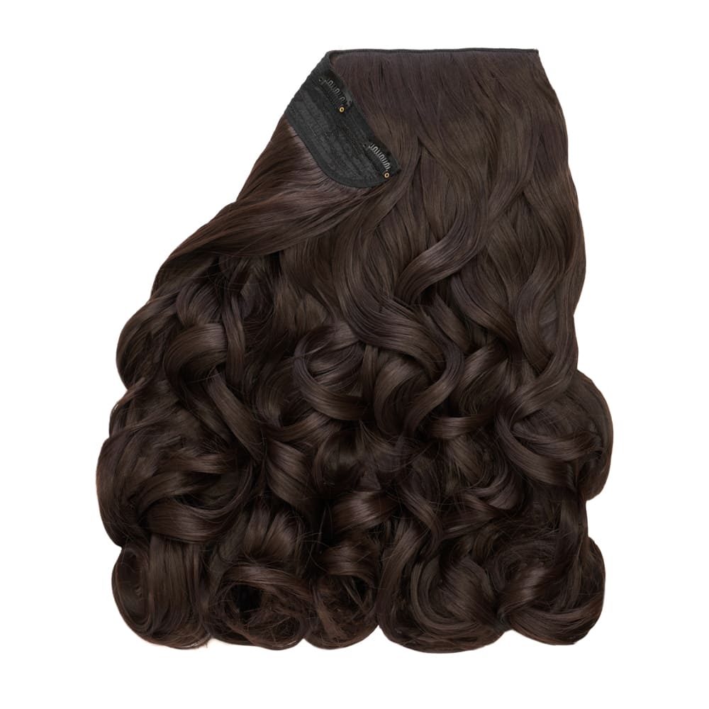 Stranded 16 Inch One Piece Synthetic Curly Clip-in Hair Extension - Colour Chocolate Brown