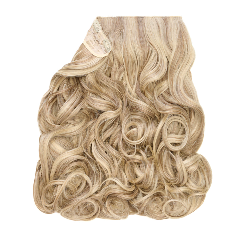 Stranded 16 Inch One Piece Synthetic Curly Clip-in Hair Extension - Colour Mixed Blonde