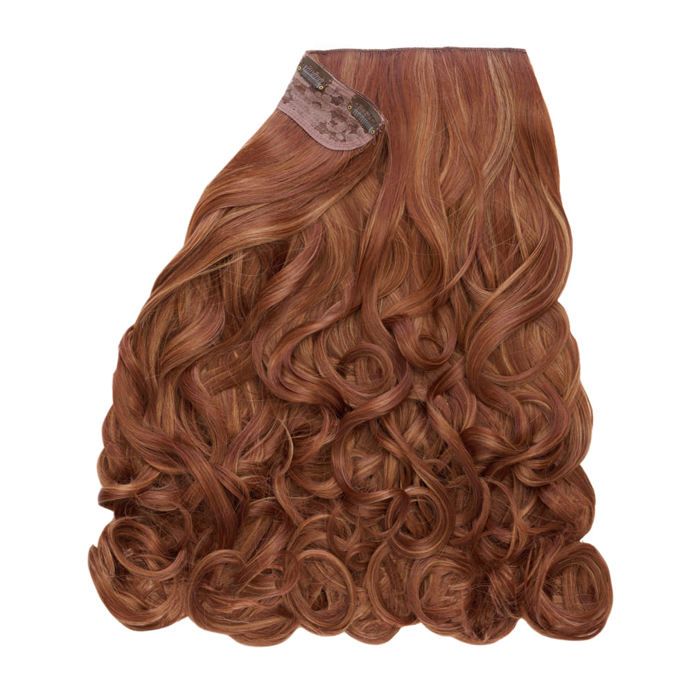 Stranded 16 Inch One Piece Synthetic Curly Clip-in Hair Extension - Colour Auburn