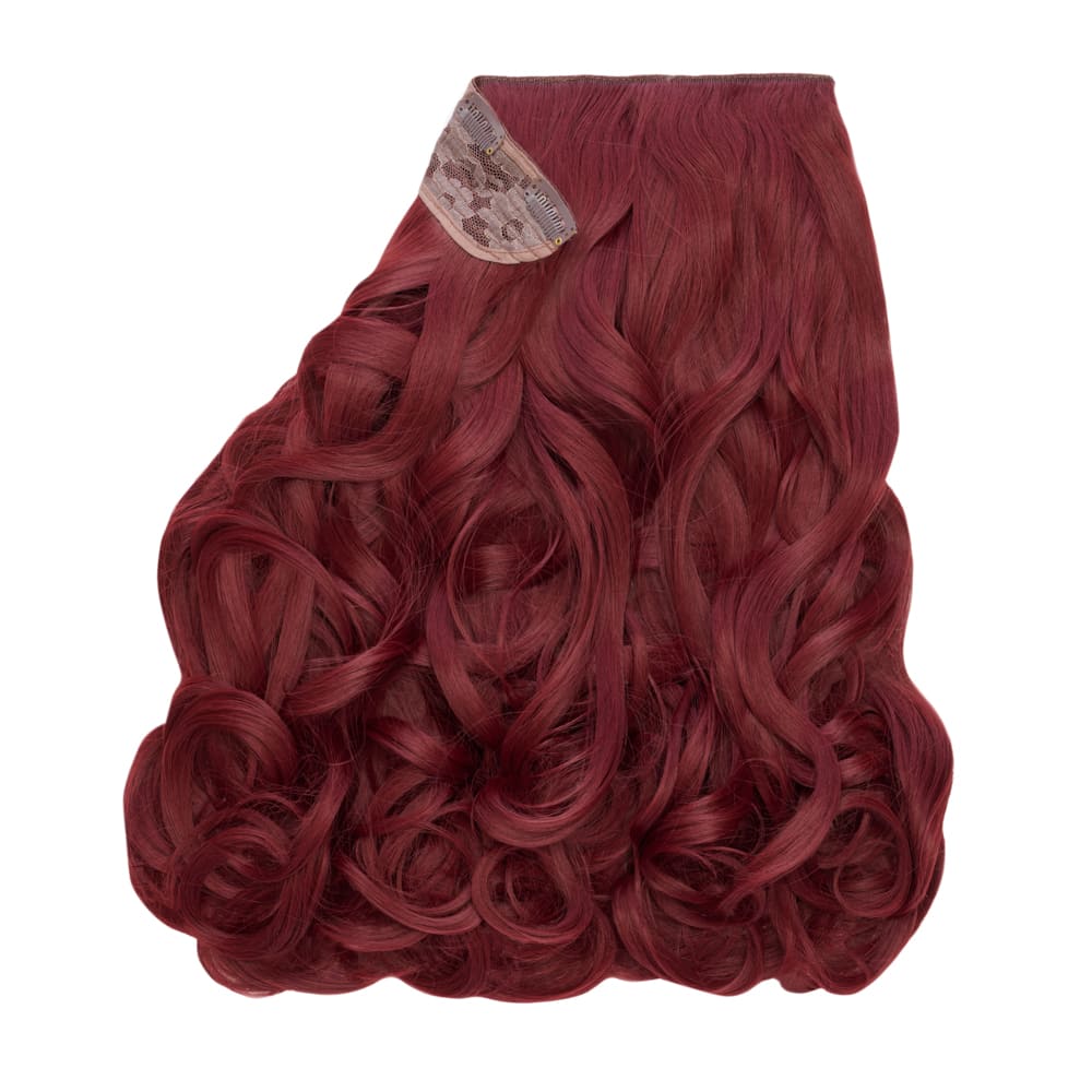Stranded 20 Inch One Piece Synthetic Curly Clip-in Hair Extension - Colour Red