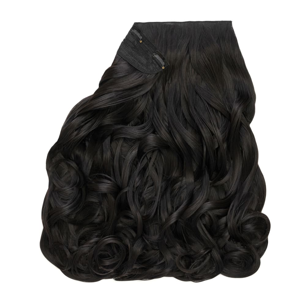 Stranded 20 Inch One Piece Synthetic Curly Clip-in Hair Extension - Colour Off Black